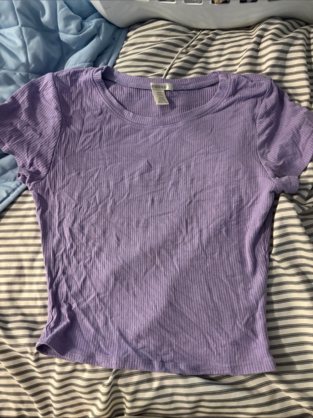 Bozzolo Lavender Ribbed Short Sleeve Tee